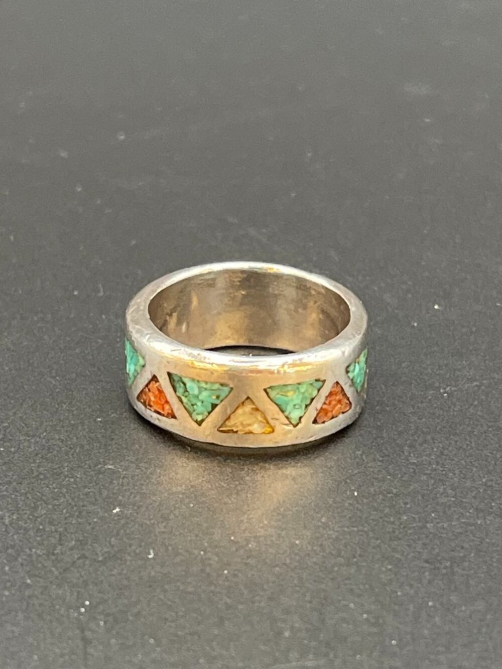 Multi-colored Sterling Silver Southwestern Triangle Ring